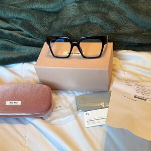 Authentic new Miu Miu Black Square Eyewear with Pink Case